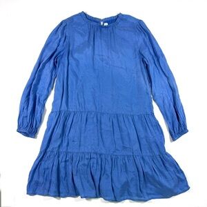 Cloth & Stone Long Sleeve Dress Tiered Hem Blue